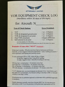 FREE - VOR EQUIPMENT CHECK LOG